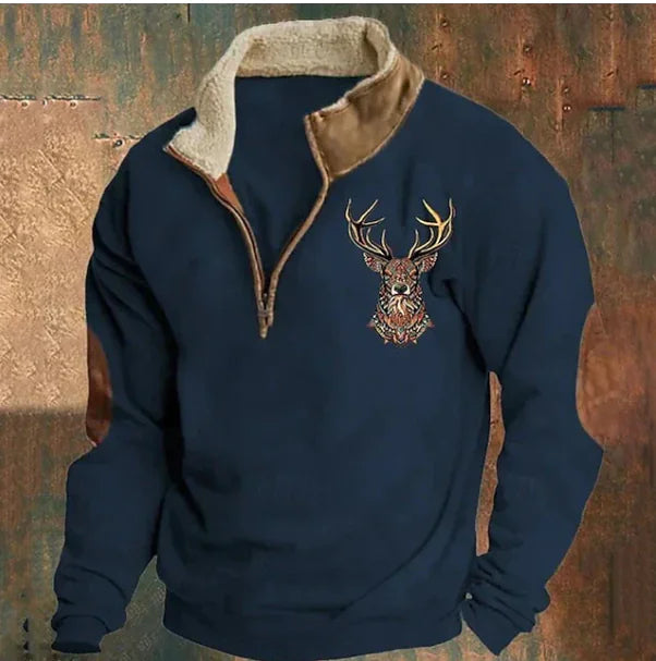 Men's Printed Half-Zip Fleece Sweater