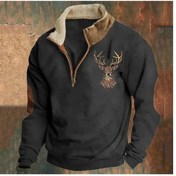 Men's Printed Half-Zip Fleece Sweater