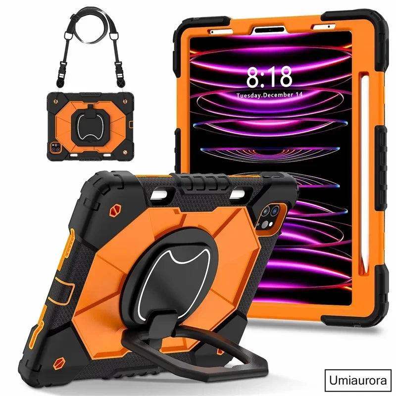 For IPad 9.7 7th 8th 9th 10.2 10th Gen Air 4 5 10.9 Pro 11 inch Kids Tablet Case Rotation Handle Stand Shockproof Rugged Cover