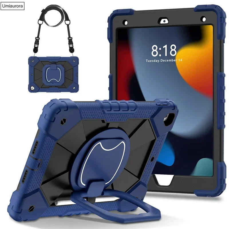 For IPad 9.7 7th 8th 9th 10.2 10th Gen Air 4 5 10.9 Pro 11 inch Kids Tablet Case Rotation Handle Stand Shockproof Rugged Cover