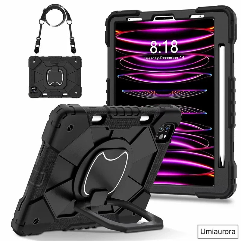 For IPad 9.7 7th 8th 9th 10.2 10th Gen Air 4 5 10.9 Pro 11 inch Kids Tablet Case Rotation Handle Stand Shockproof Rugged Cover
