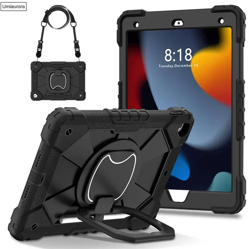 For IPad 9.7 7th 8th 9th 10.2 10th Gen Air 4 5 10.9 Pro 11 inch Kids Tablet Case Rotation Handle Stand Shockproof Rugged Cover