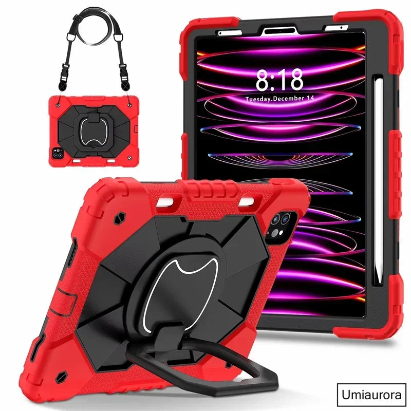 For IPad 9.7 7th 8th 9th 10.2 10th Gen Air 4 5 10.9 Pro 11 inch Kids Tablet Case Rotation Handle Stand Shockproof Rugged Cover
