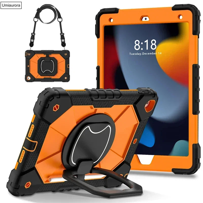 For IPad 9.7 7th 8th 9th 10.2 10th Gen Air 4 5 10.9 Pro 11 inch Kids Tablet Case Rotation Handle Stand Shockproof Rugged Cover