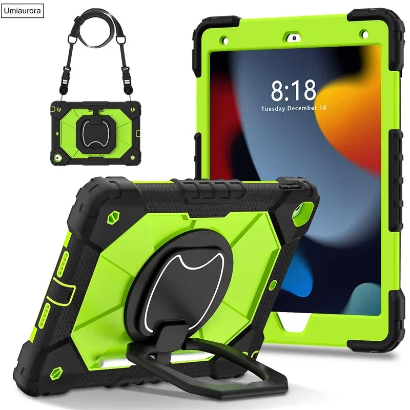 For IPad 9.7 7th 8th 9th 10.2 10th Gen Air 4 5 10.9 Pro 11 inch Kids Tablet Case Rotation Handle Stand Shockproof Rugged Cover