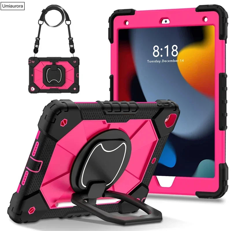 For IPad 9.7 7th 8th 9th 10.2 10th Gen Air 4 5 10.9 Pro 11 inch Kids Tablet Case Rotation Handle Stand Shockproof Rugged Cover