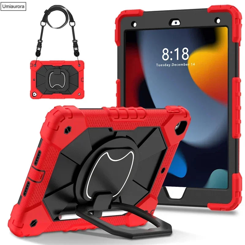 For IPad 9.7 7th 8th 9th 10.2 10th Gen Air 4 5 10.9 Pro 11 inch Kids Tablet Case Rotation Handle Stand Shockproof Rugged Cover