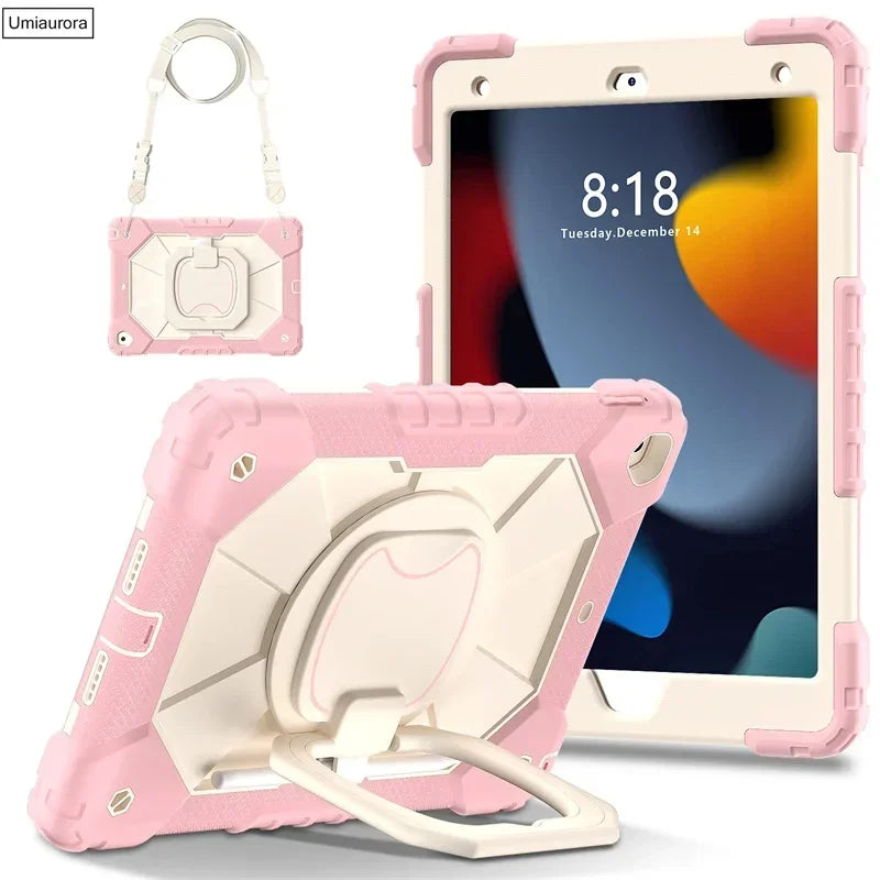 For IPad 9.7 7th 8th 9th 10.2 10th Gen Air 4 5 10.9 Pro 11 inch Kids Tablet Case Rotation Handle Stand Shockproof Rugged Cover